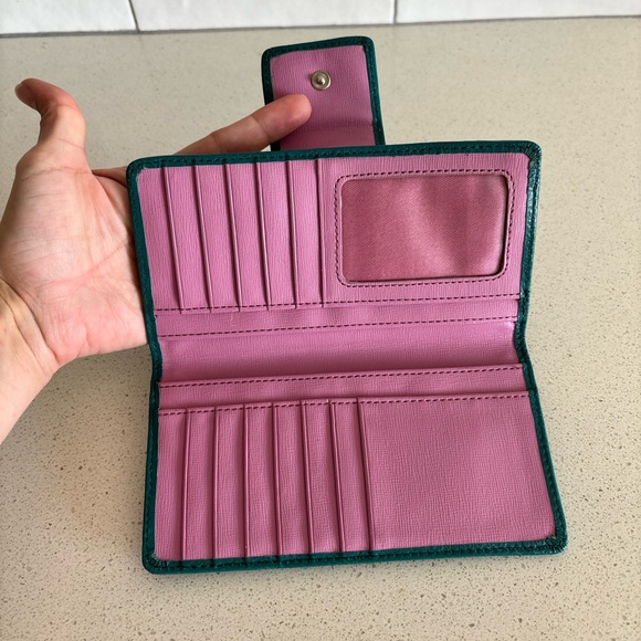 NEW Fossil teal green Bi-fold Snap Closure Zipper Pocket Leather Wallet - Picture 7 of 8
